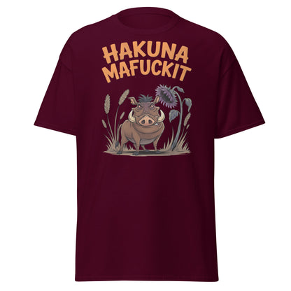 Hakuna Mafuckit T-Shirt - Funny Warthog Parody Tee - Maroon - T-Shirts Online