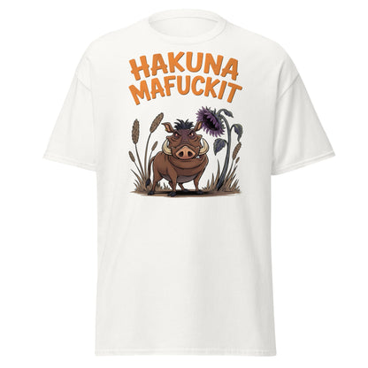 Hakuna Mafuckit T-Shirt - Funny Warthog Parody Tee - White - T-Shirts Online