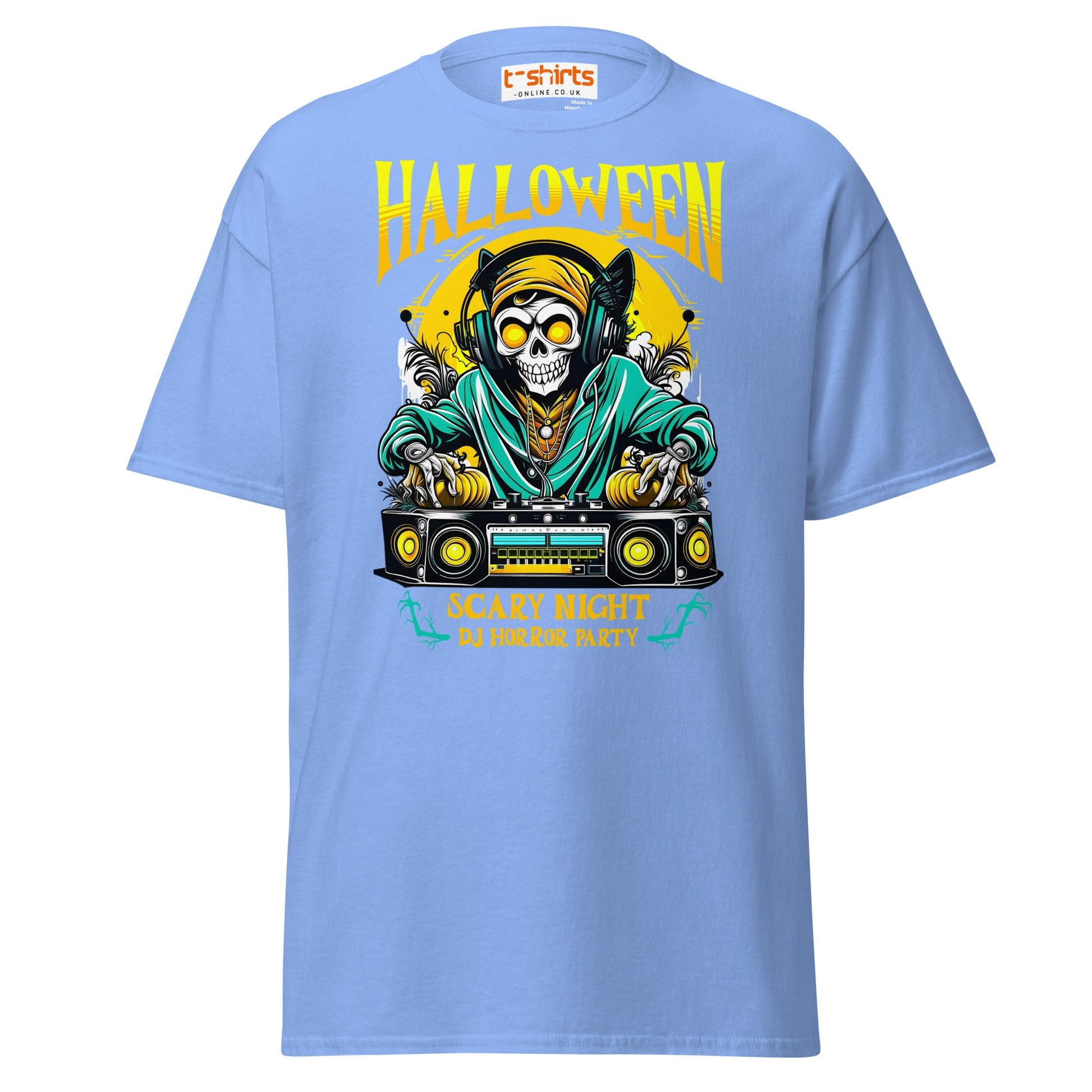 Halloween DJ Scary Night Party T-Shirt - Carolina Blue - T-Shirts Online