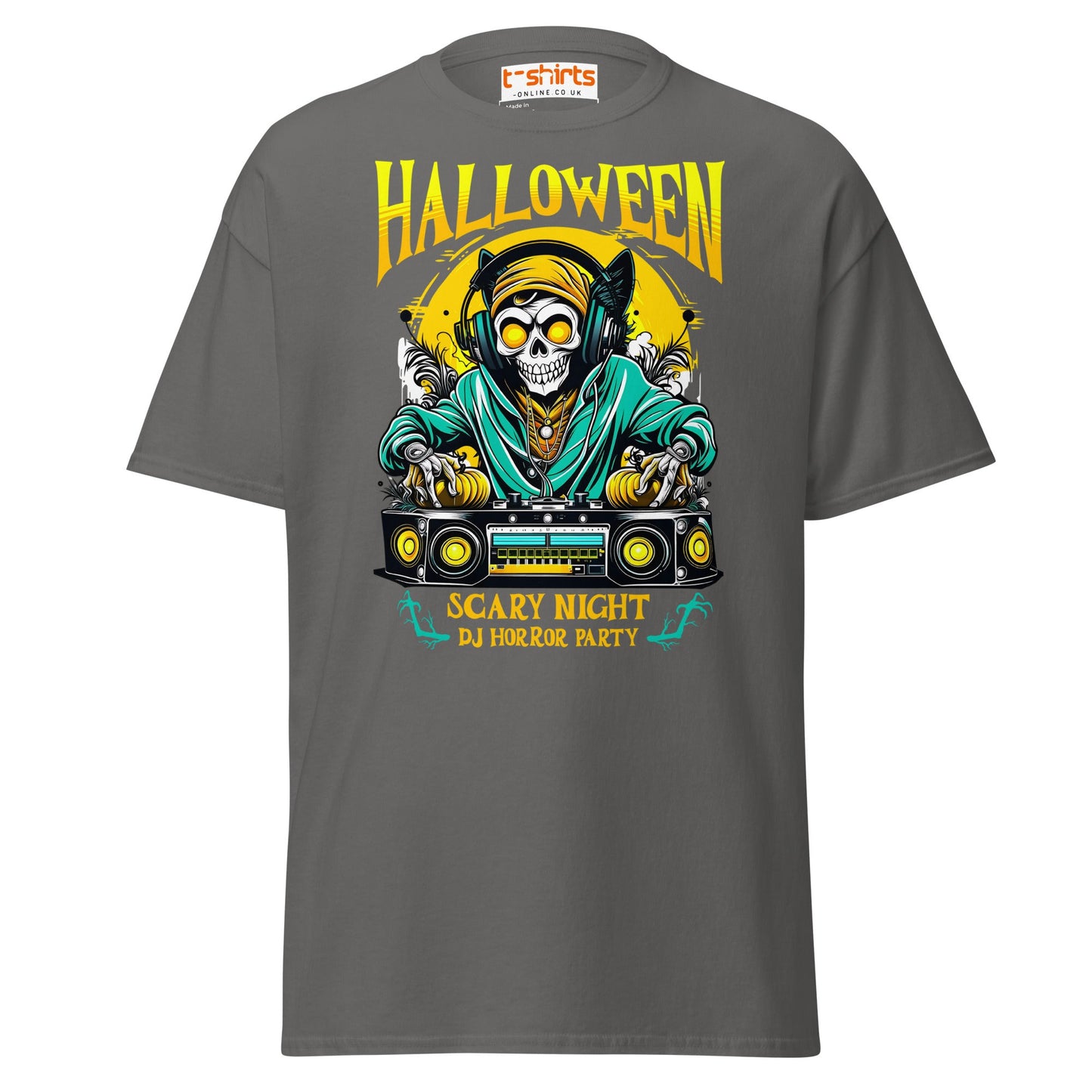 Halloween DJ Scary Night Party T-Shirt - Charcoal - T-Shirts Online