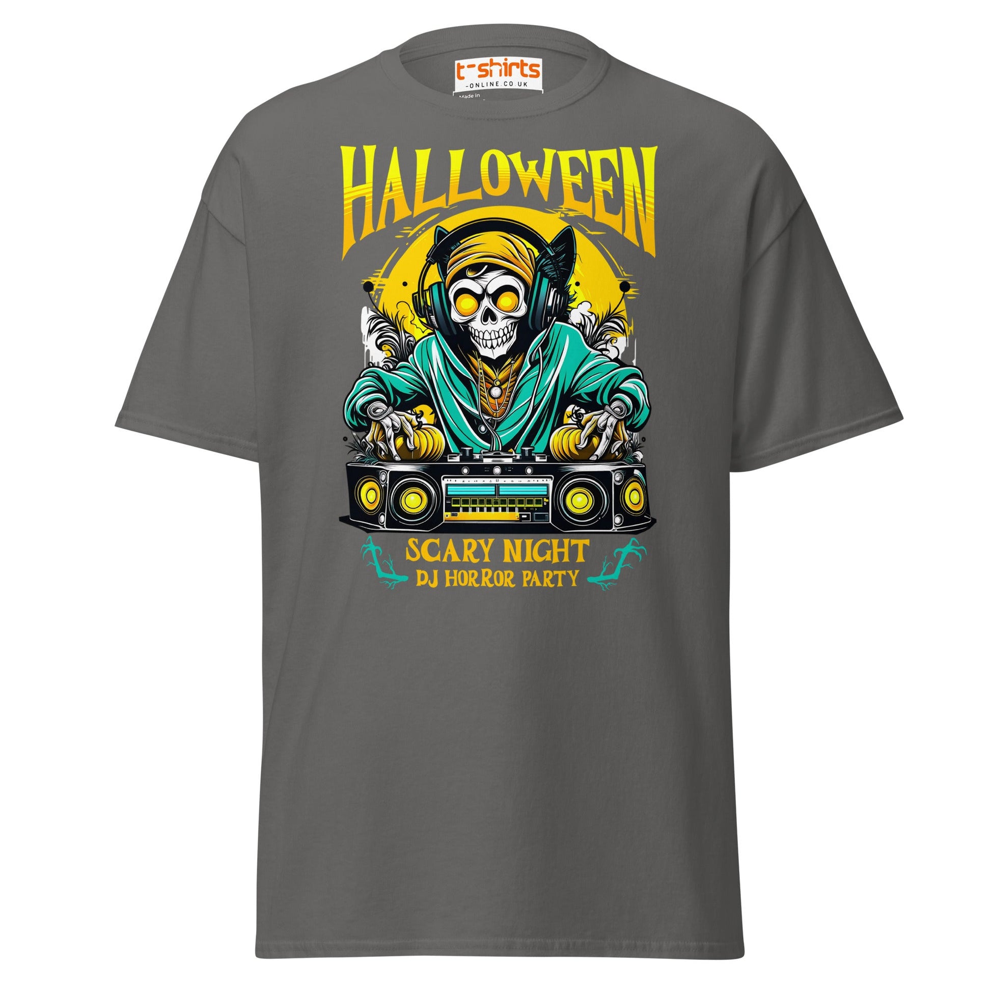 Halloween DJ Scary Night Party T-Shirt - Charcoal - T-Shirts Online