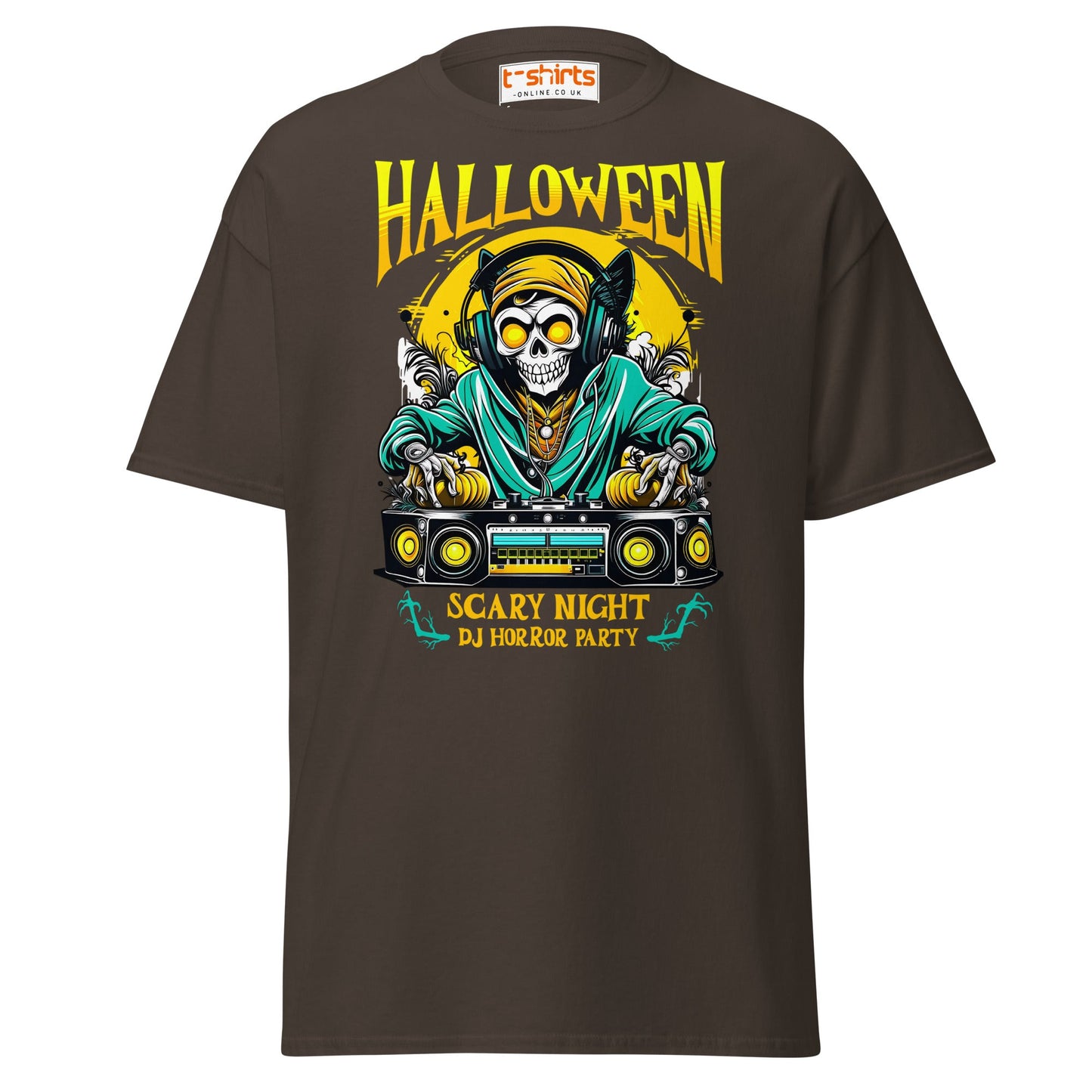 Halloween DJ Scary Night Party T-Shirt - Dark Chocolate - T-Shirts Online