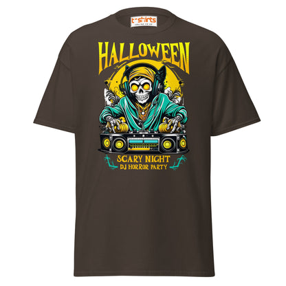 Halloween DJ Scary Night Party T-Shirt - Dark Chocolate - T-Shirts Online