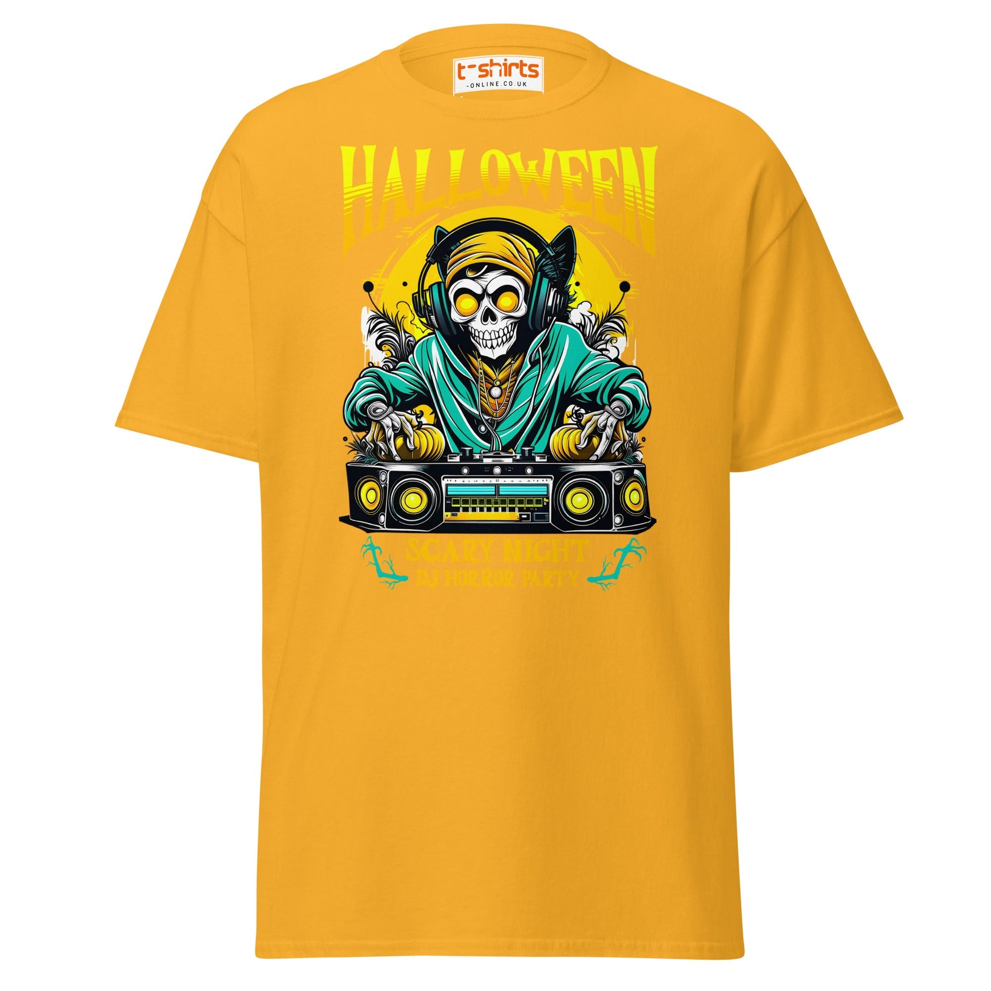 Halloween DJ Scary Night Party T-Shirt - Gold - T-Shirts Online