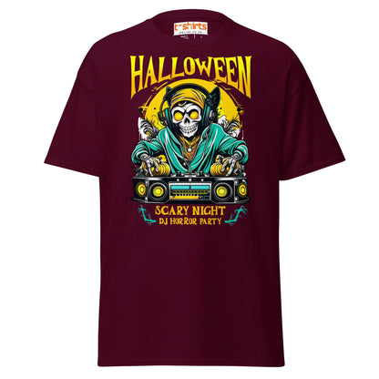 Halloween DJ Scary Night Party T-Shirt - Maroon - T-Shirts Online