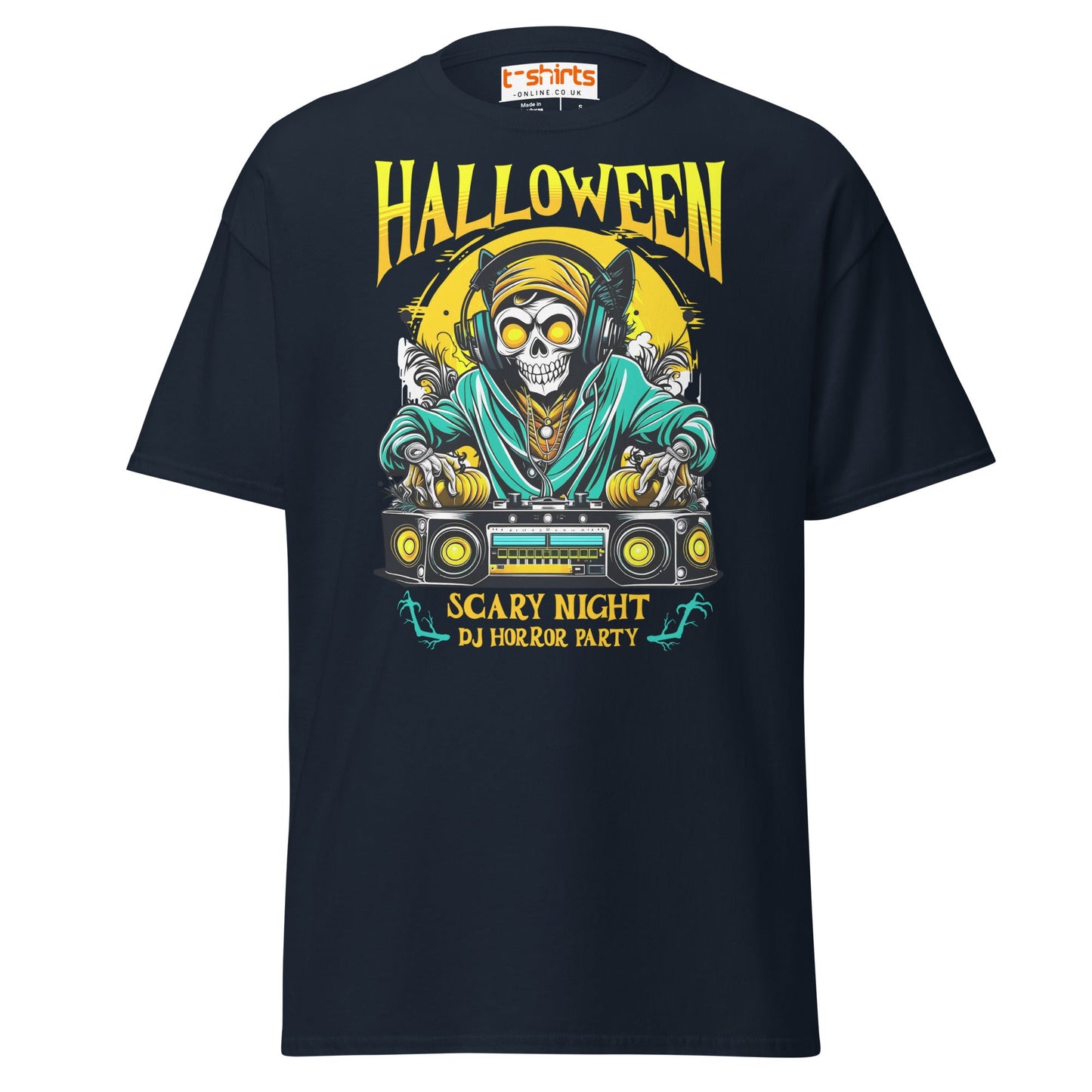 Halloween DJ Scary Night Party T-Shirt - Navy - T-Shirts Online