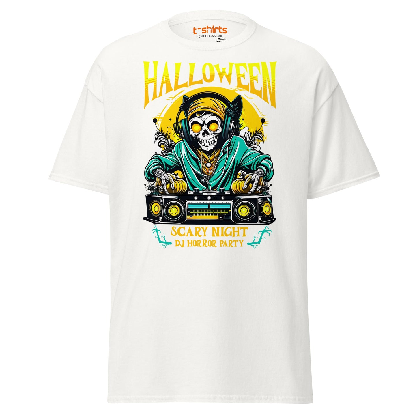 Halloween DJ Scary Night Party T-Shirt - White - T-Shirts Online