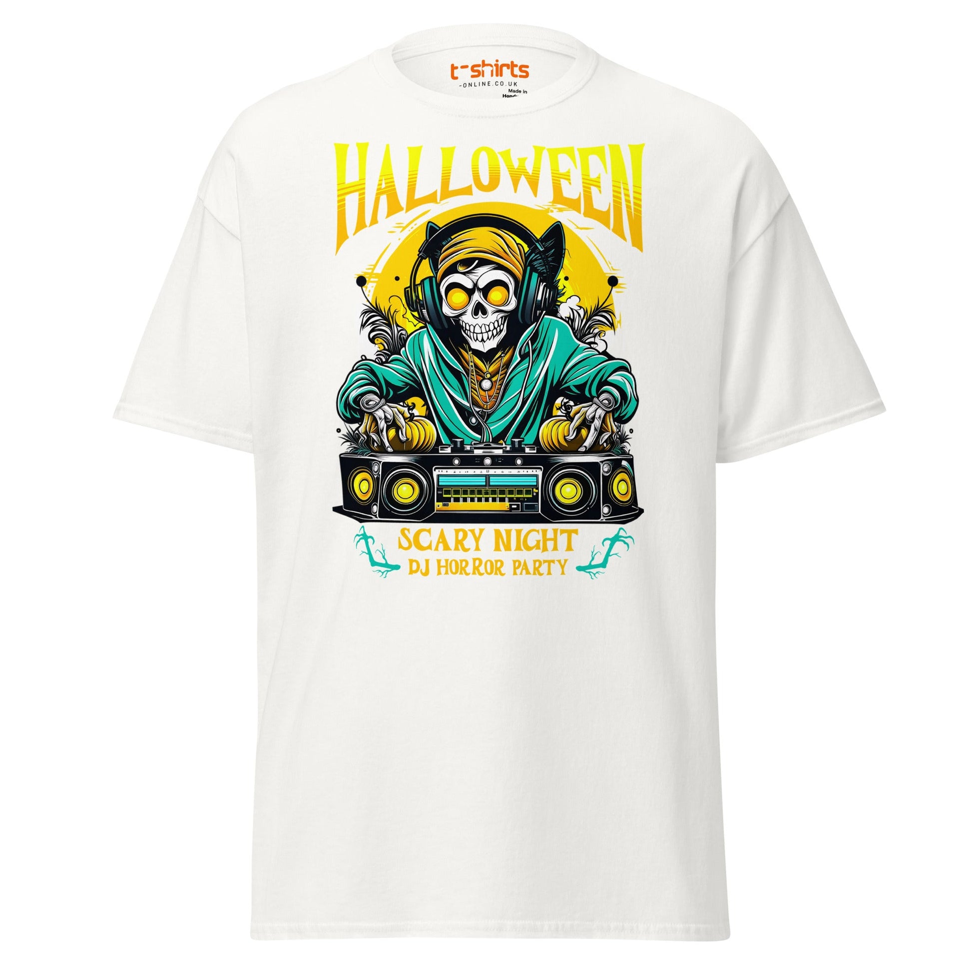Halloween DJ Scary Night Party T-Shirt - White - T-Shirts Online