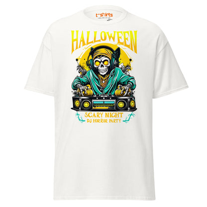 Halloween DJ Scary Night Party T-Shirt - White - T-Shirts Online