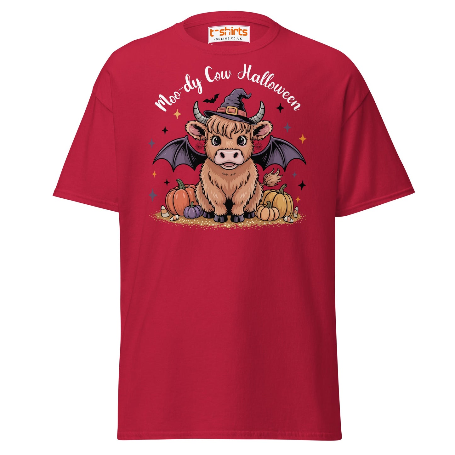 Halloween Highland Cow Witch T-Shirt - Cardinal - T-Shirts Online