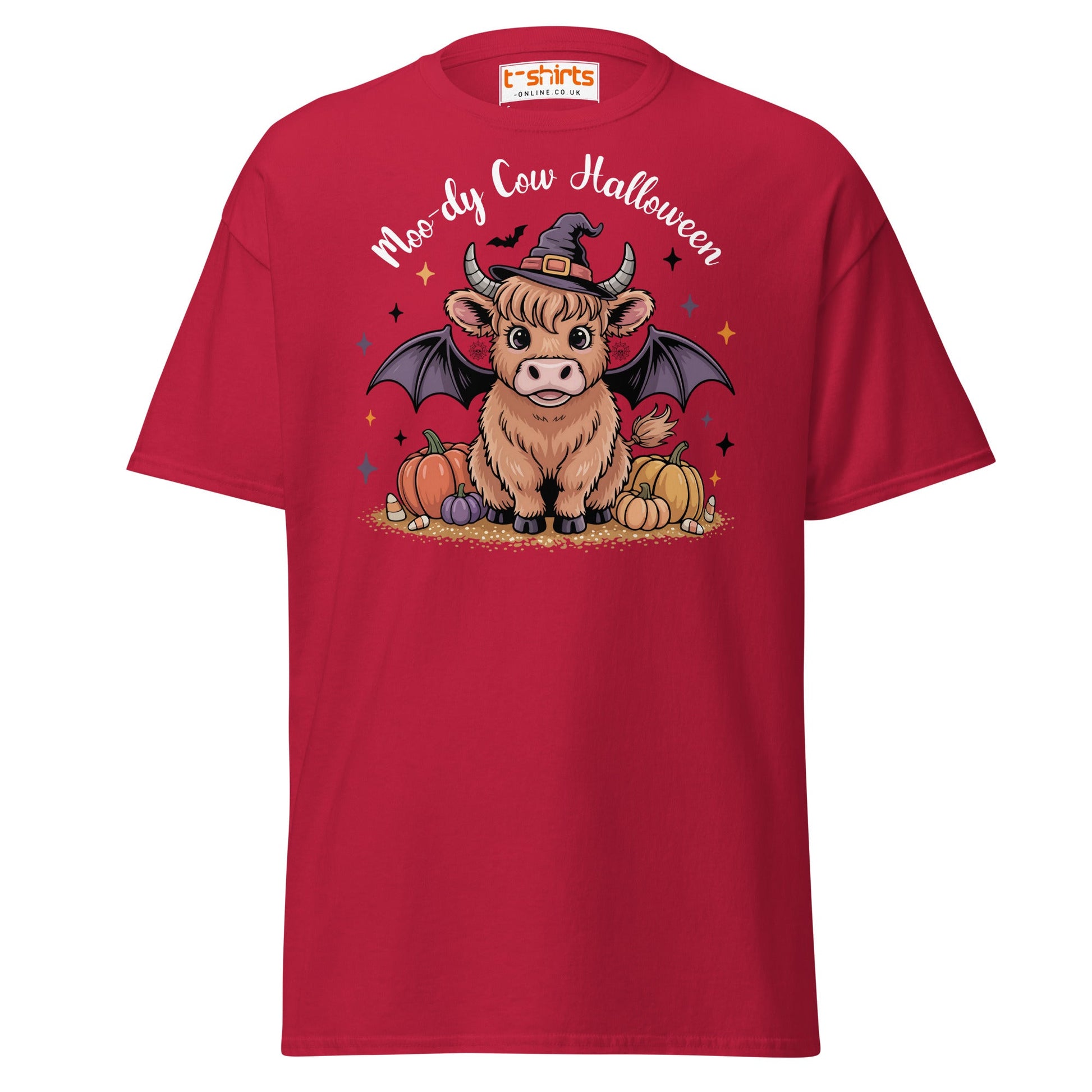 Halloween Highland Cow Witch T-Shirt - Cardinal - T-Shirts Online