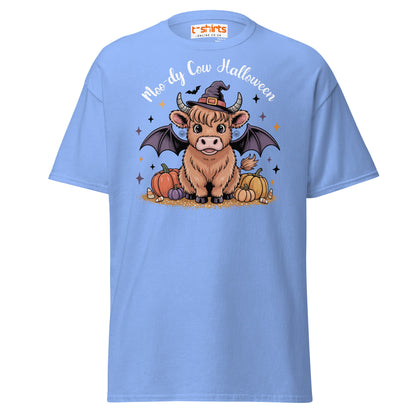 Halloween Highland Cow Witch T-Shirt - Carolina Blue - T-Shirts Online