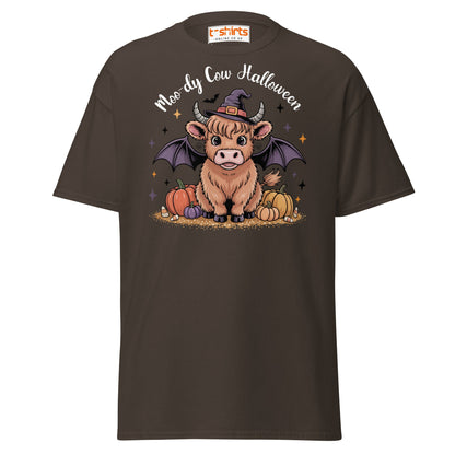Halloween Highland Cow Witch T-Shirt - Dark Chocolate - T-Shirts Online