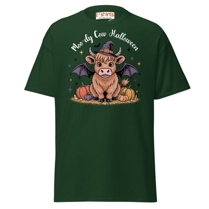 Halloween Highland Cow Witch T-Shirt - Forest Green - T-Shirts Online