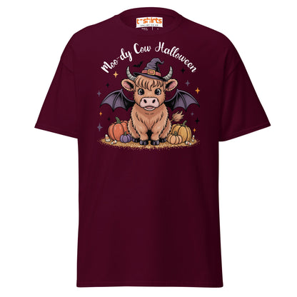 Halloween Highland Cow Witch T-Shirt - Maroon - T-Shirts Online