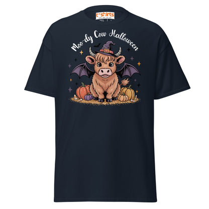 Halloween Highland Cow Witch T-Shirt - Navy - T-Shirts Online