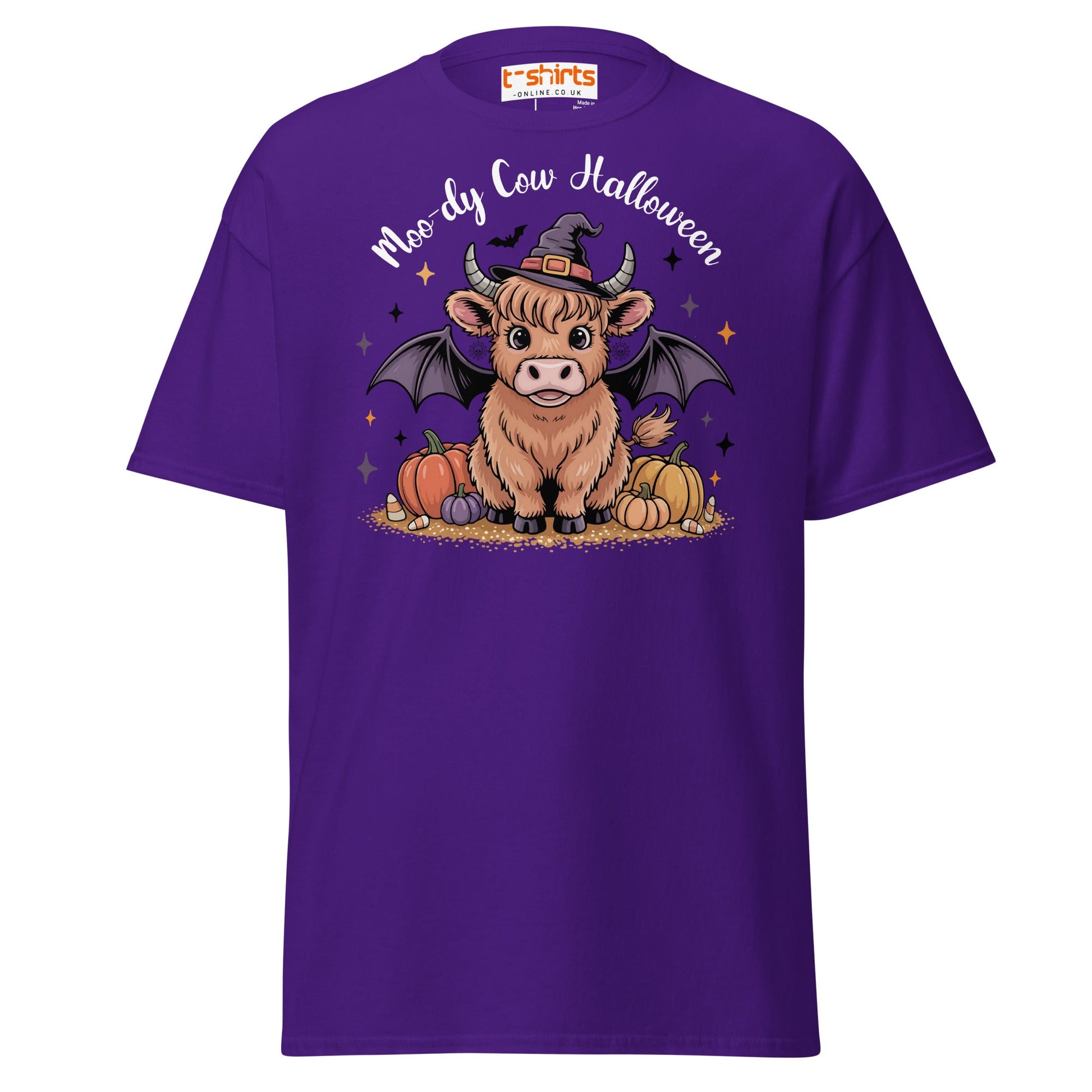 Halloween Highland Cow Witch T-Shirt - Purple - T-Shirts Online
