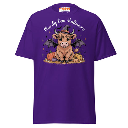 Halloween Highland Cow Witch T-Shirt - Purple - T-Shirts Online