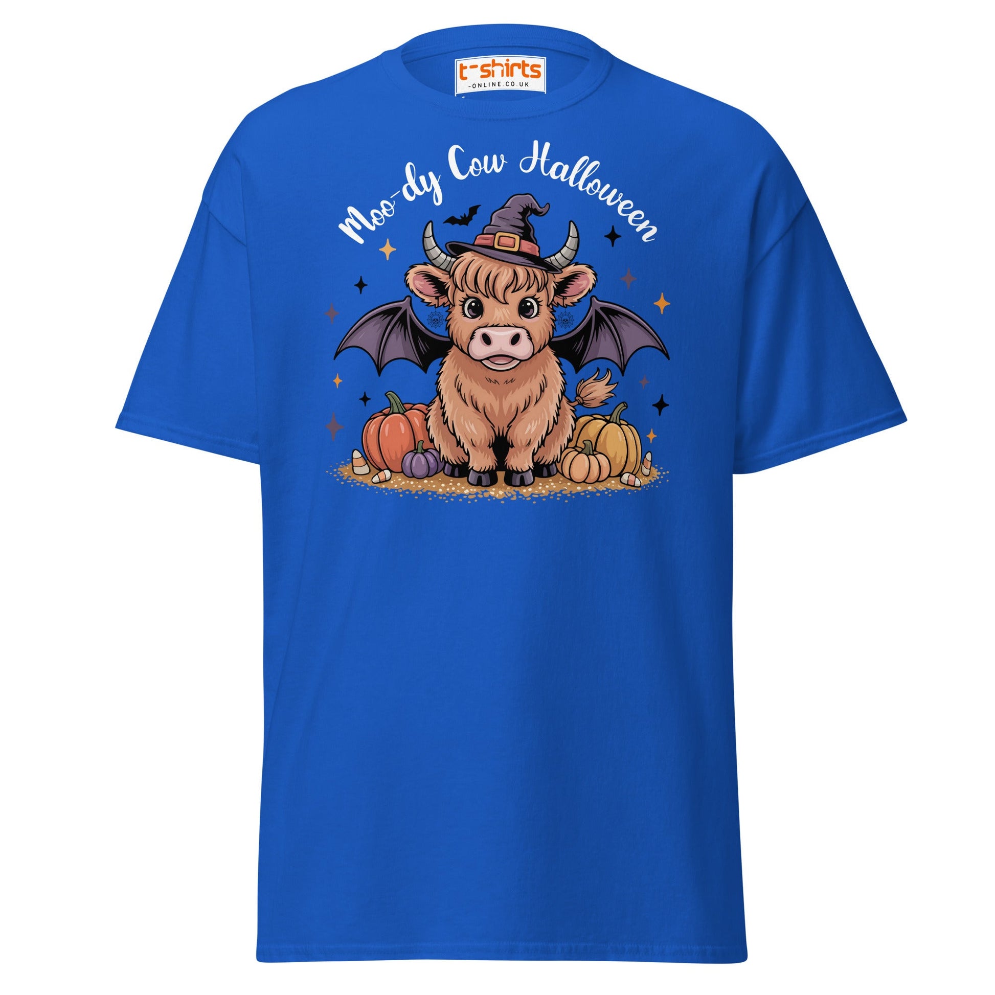 Halloween Highland Cow Witch T-Shirt - Royal - T-Shirts Online