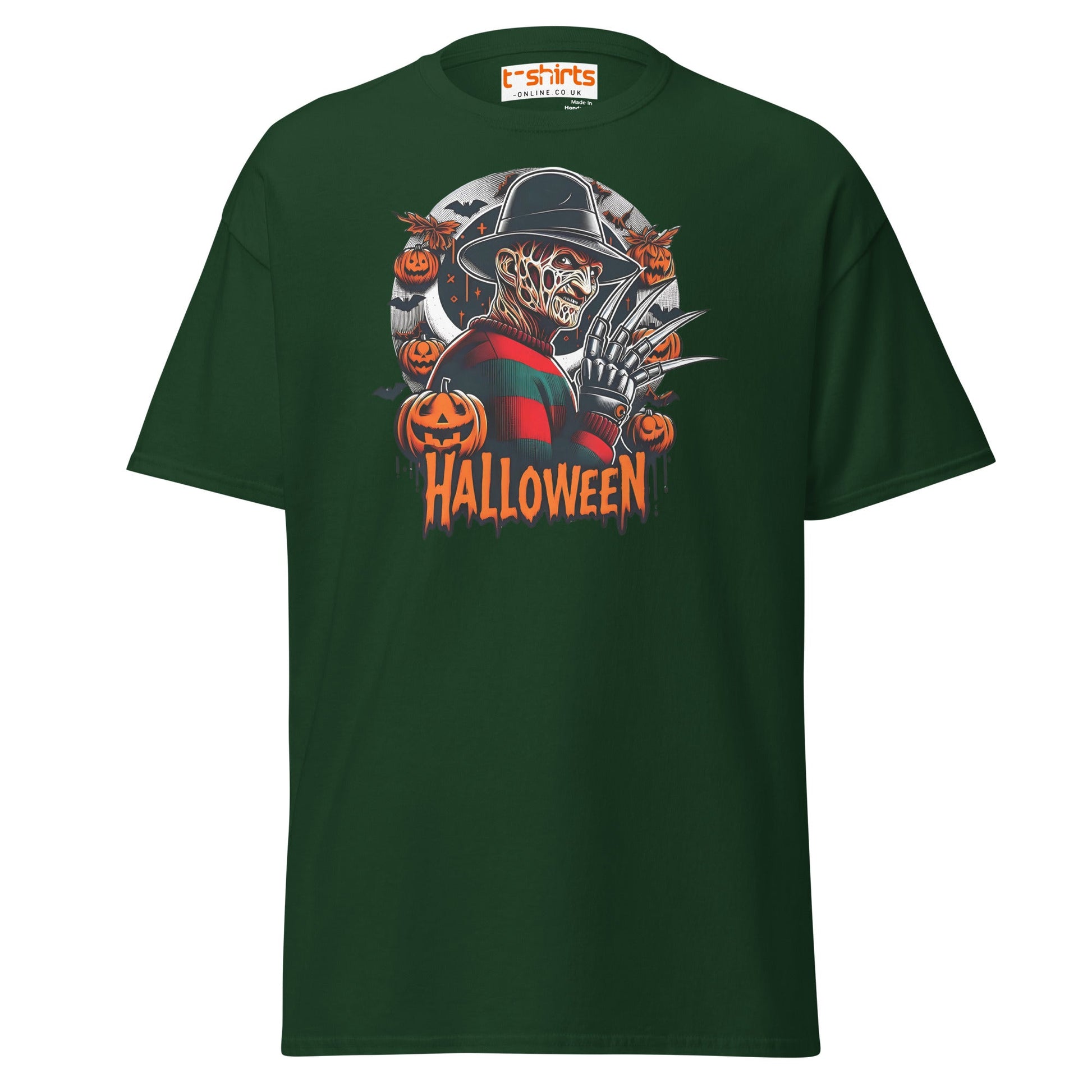 Halloween Horror T-Shirt | Creepy Pumpkin & Claw Tee - Forest Green - T-Shirts Online
