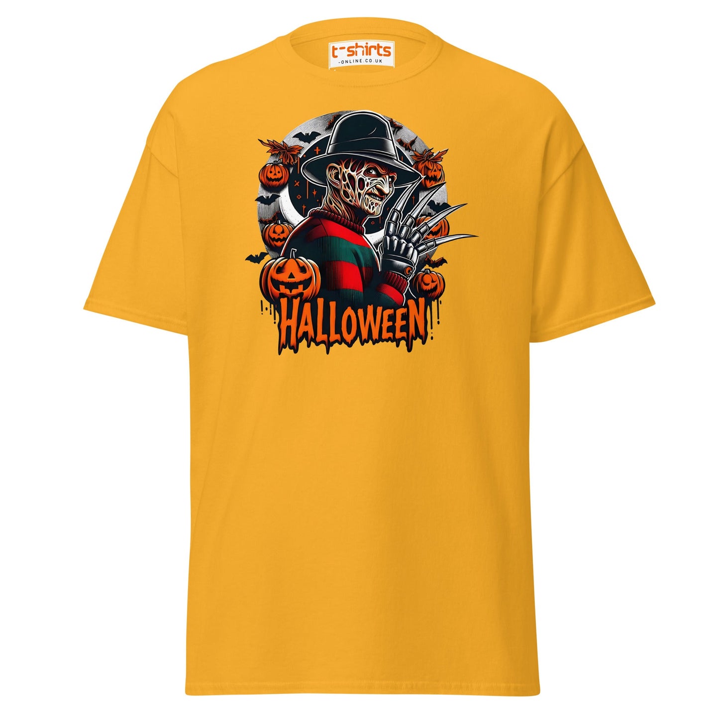 Halloween Horror T-Shirt | Creepy Pumpkin & Claw Tee - Gold - T-Shirts Online