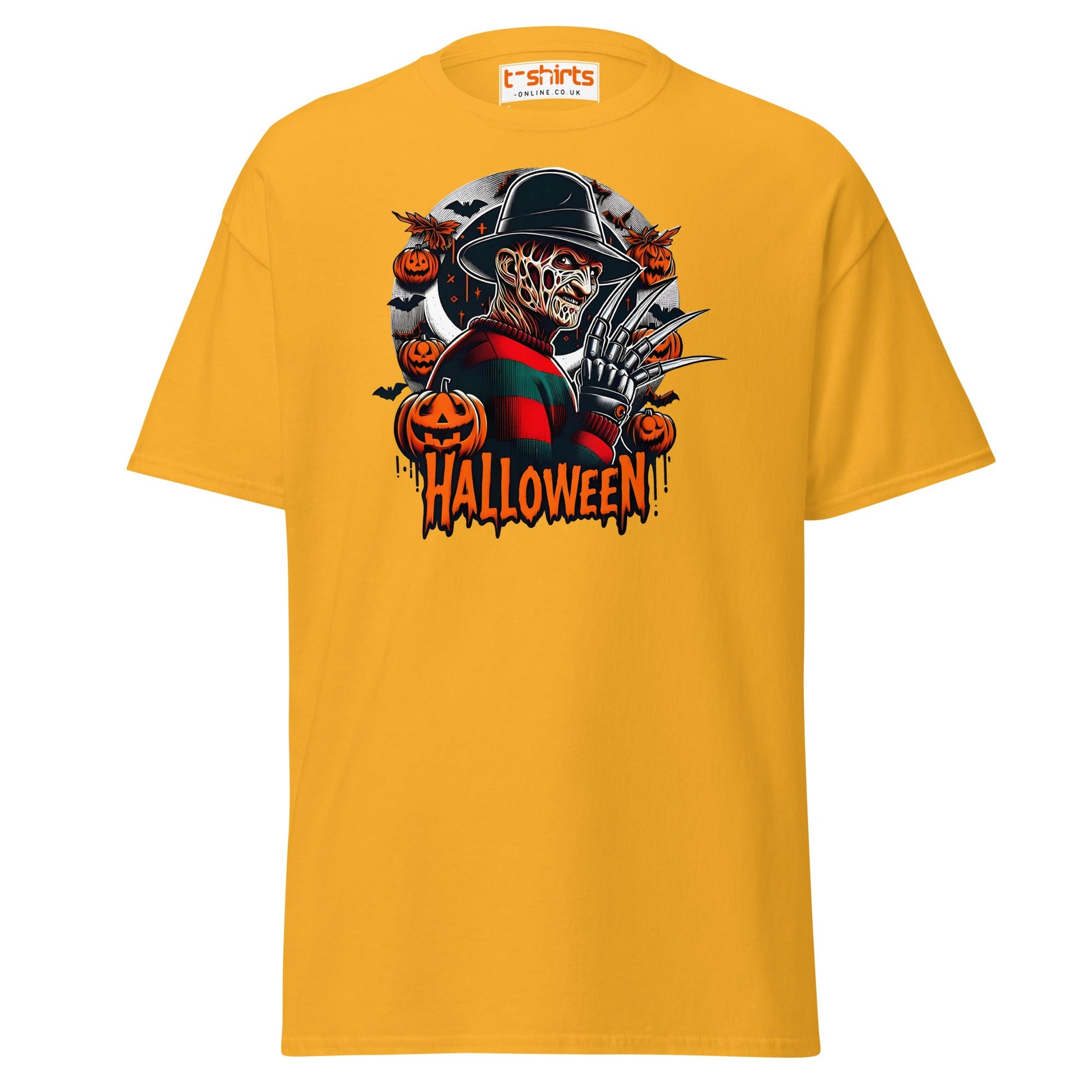 Halloween Horror T-Shirt | Creepy Pumpkin & Claw Tee - Gold - T-Shirts Online