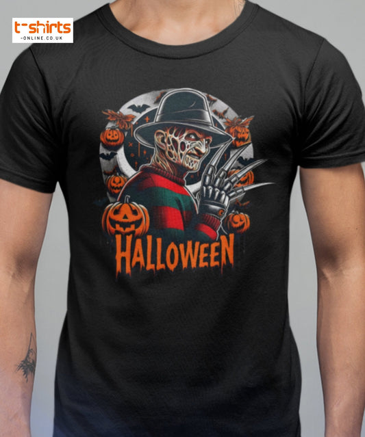 Halloween Horror T-Shirt | Creepy Pumpkin & Claw Tee - Maroon - T-Shirts Online