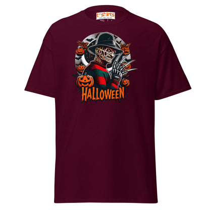 Halloween Horror T-Shirt | Creepy Pumpkin & Claw Tee - Maroon - T-Shirts Online