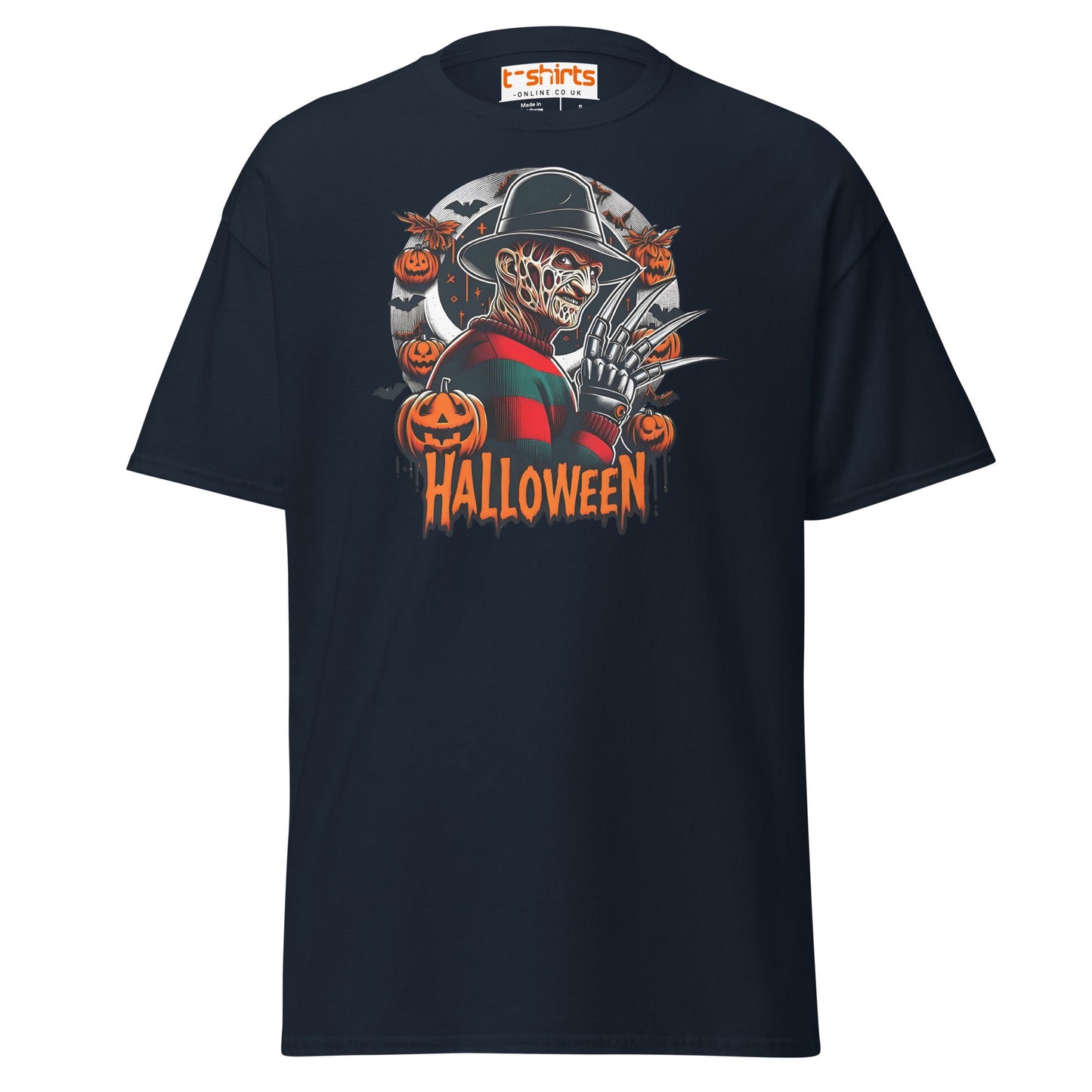 Halloween Horror T-Shirt | Creepy Pumpkin & Claw Tee - Navy - T-Shirts Online
