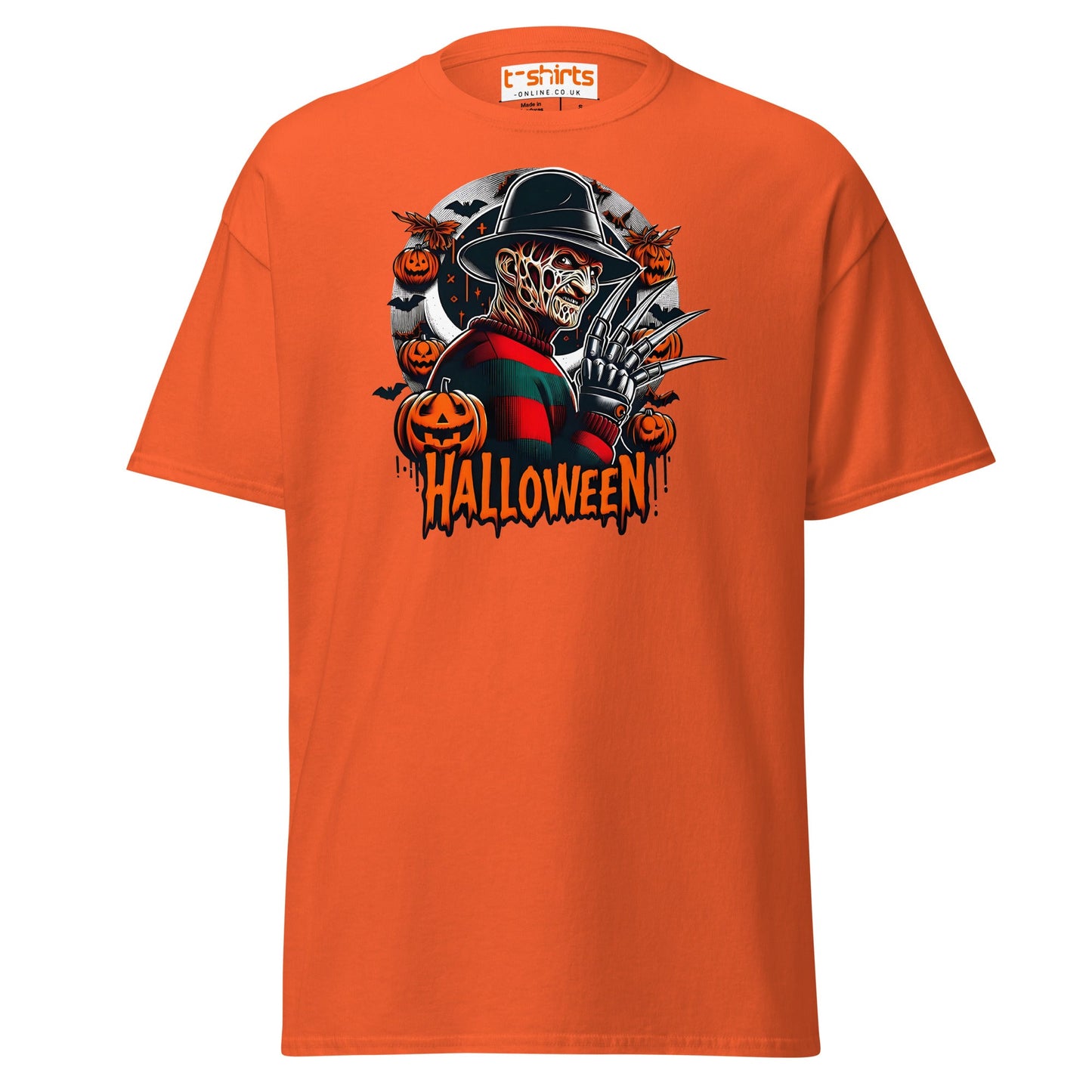 Halloween Horror T-Shirt | Creepy Pumpkin & Claw Tee - Orange - T-Shirts Online