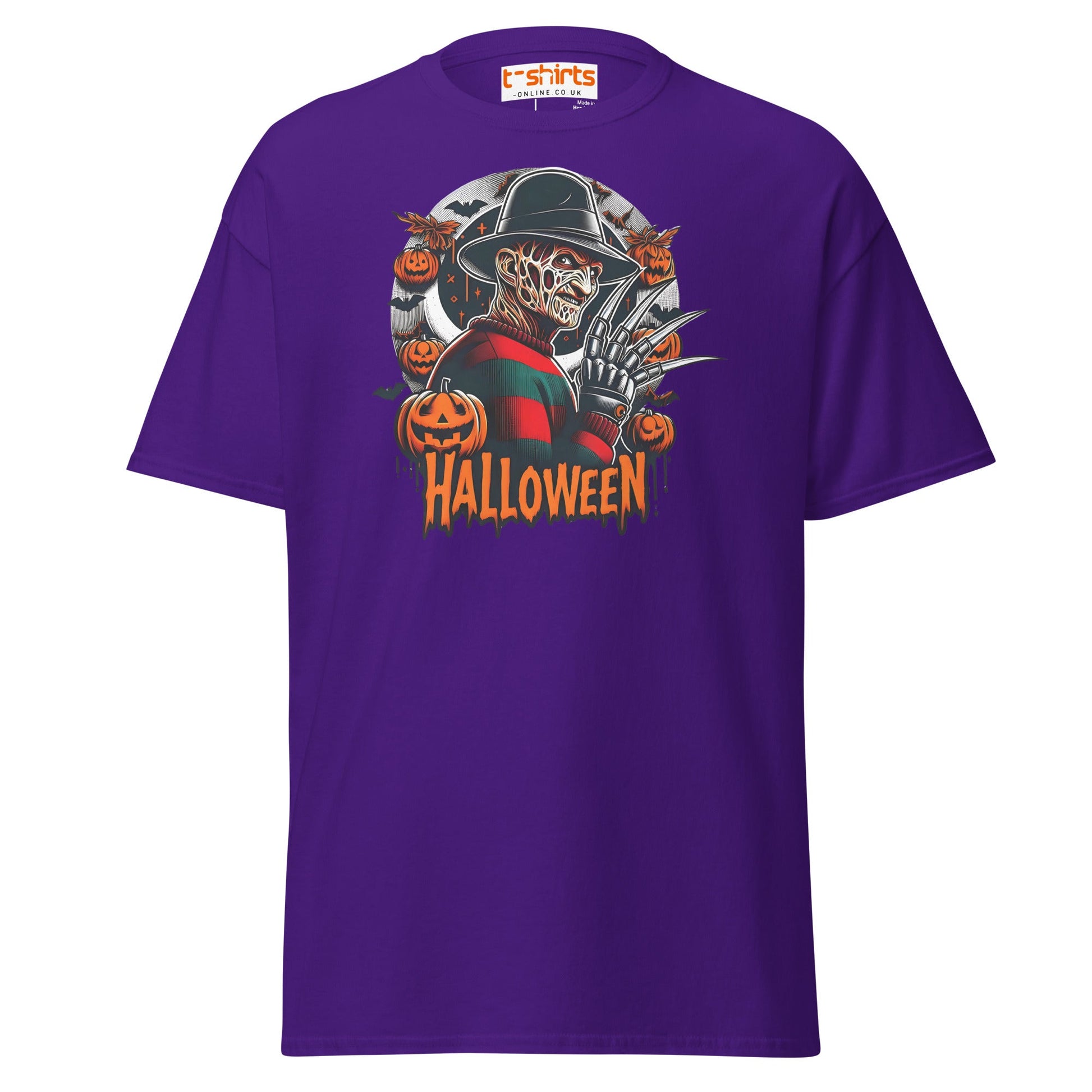 Halloween Horror T-Shirt | Creepy Pumpkin & Claw Tee - Purple - T-Shirts Online