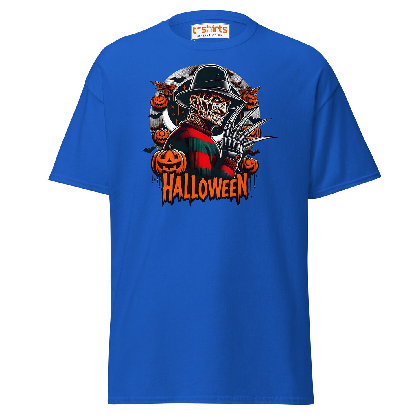 Halloween Horror T-Shirt | Creepy Pumpkin & Claw Tee - Royal - T-Shirts Online