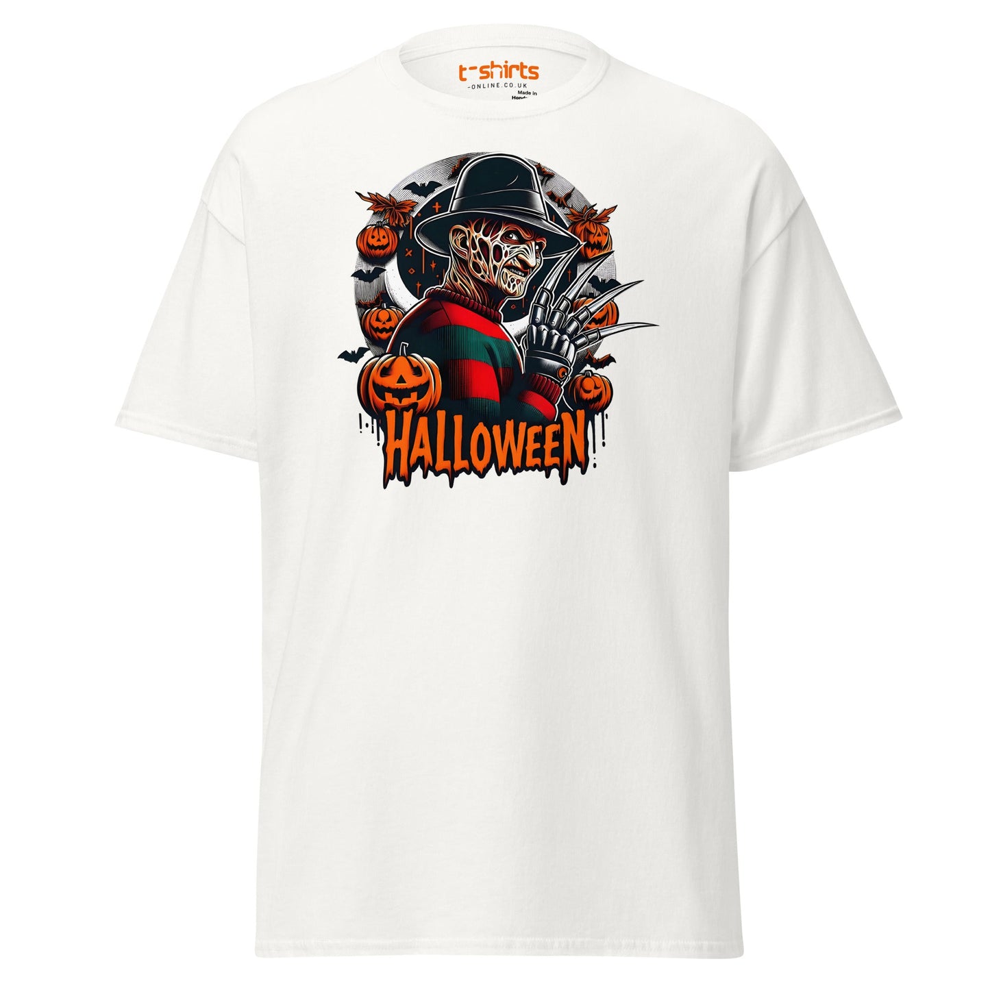 Halloween Horror T-Shirt | Creepy Pumpkin & Claw Tee - White - T-Shirts Online