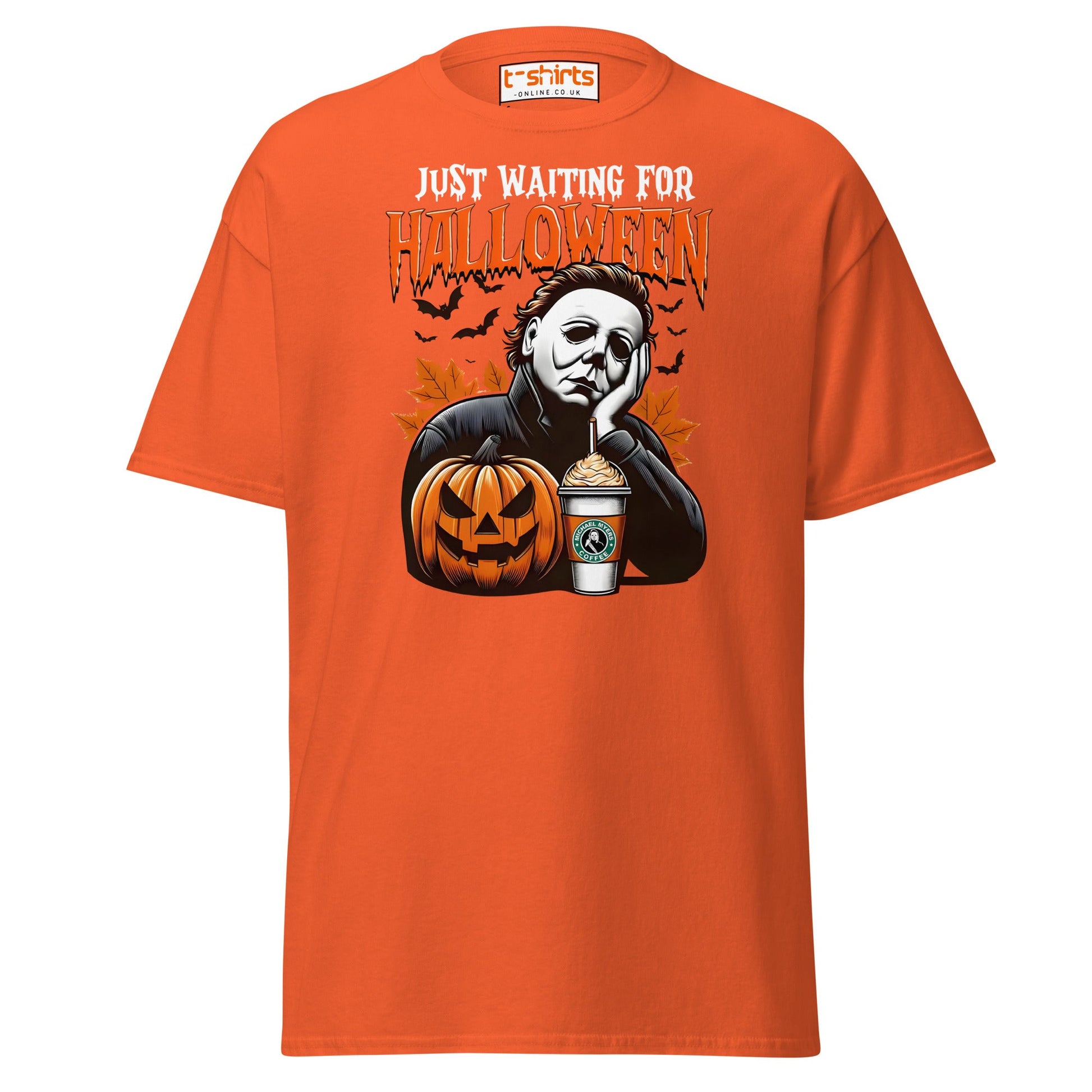 Halloween Michael Myers Coffee T-Shirt - Orange - T-Shirts Online