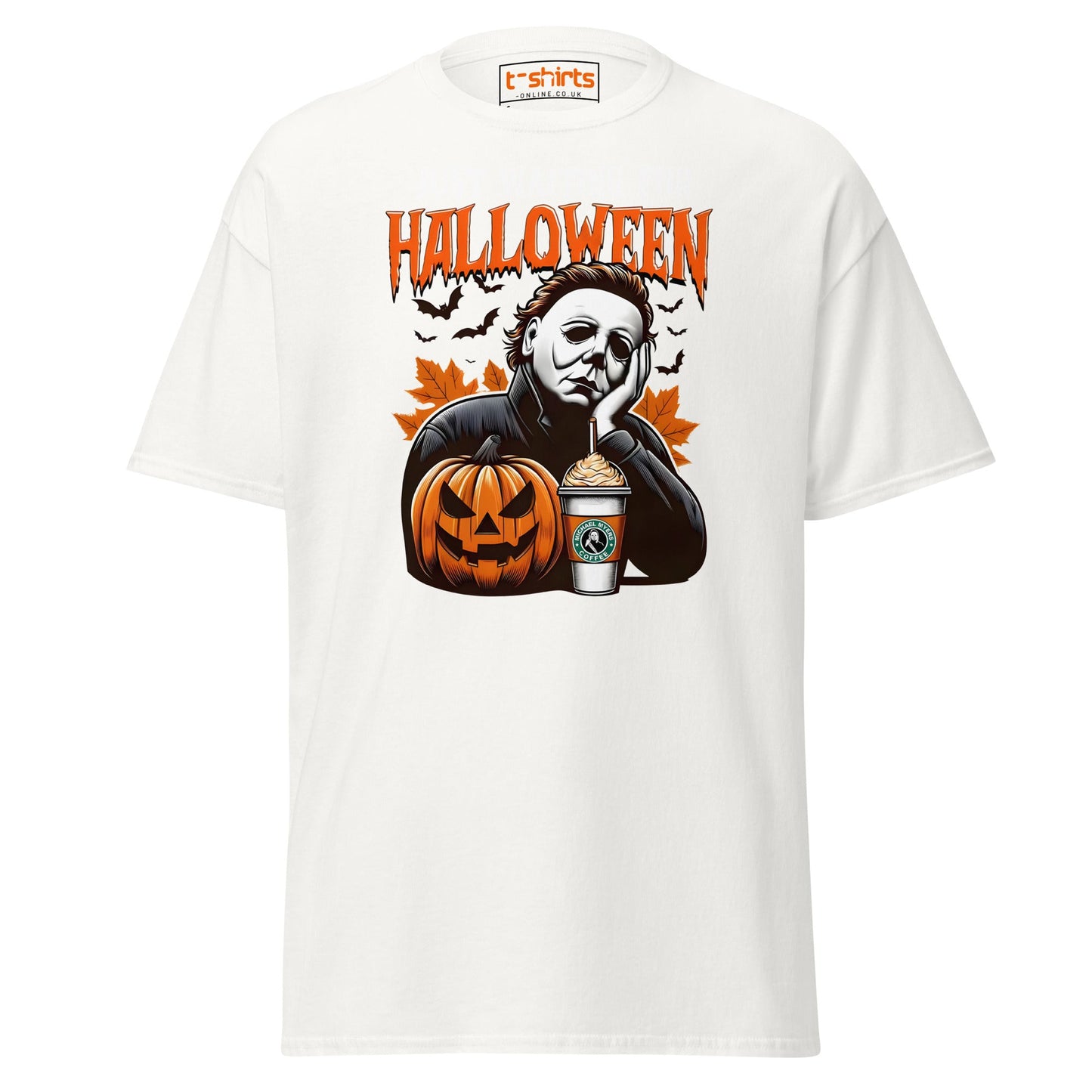 Halloween Michael Myers Coffee T-Shirt - White - T-Shirts Online