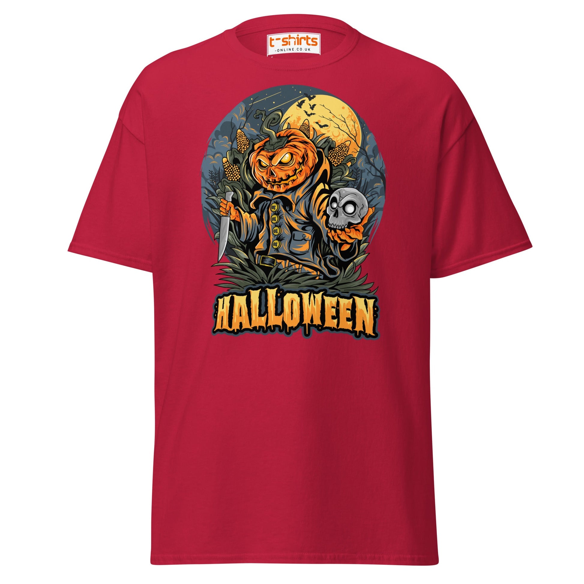 Halloween Pumpkin Killer T-Shirt | Scary Horror Tee - Cardinal - T-Shirts Online