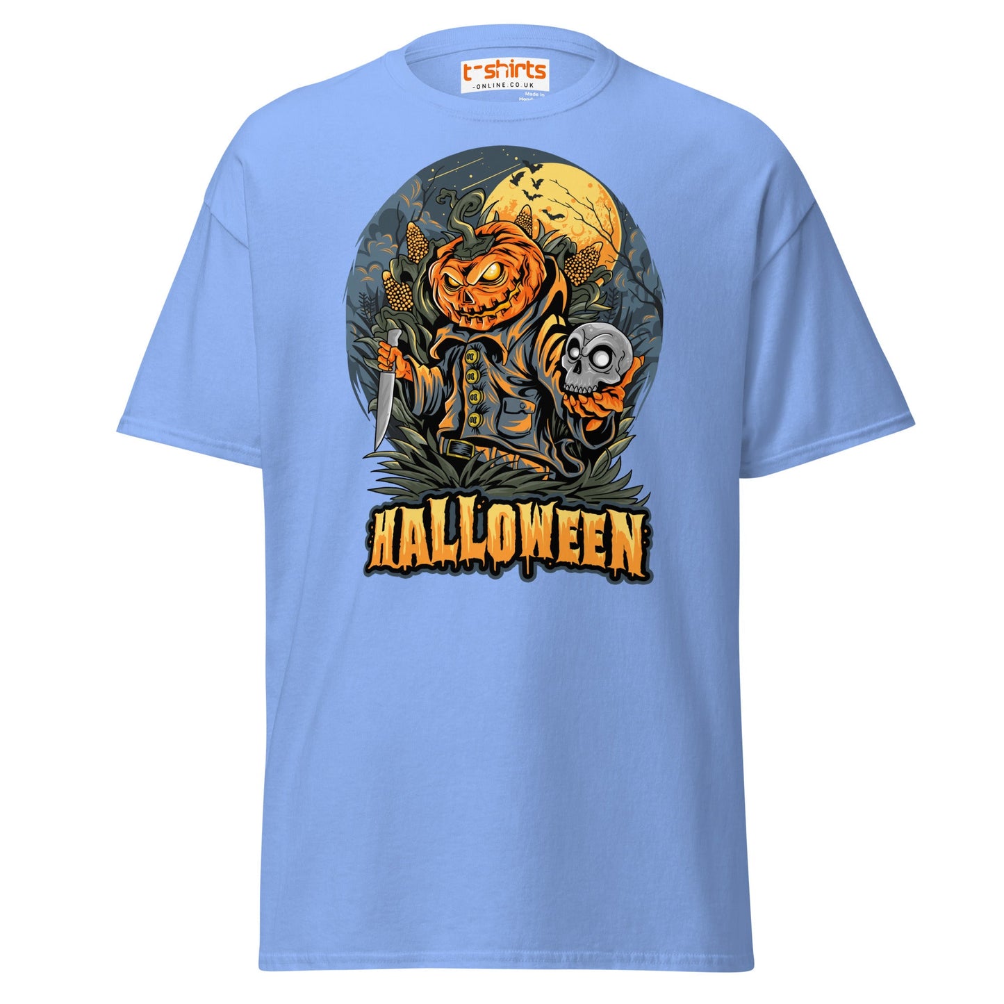 Halloween Pumpkin Killer T-Shirt | Scary Horror Tee - Carolina Blue - T-Shirts Online