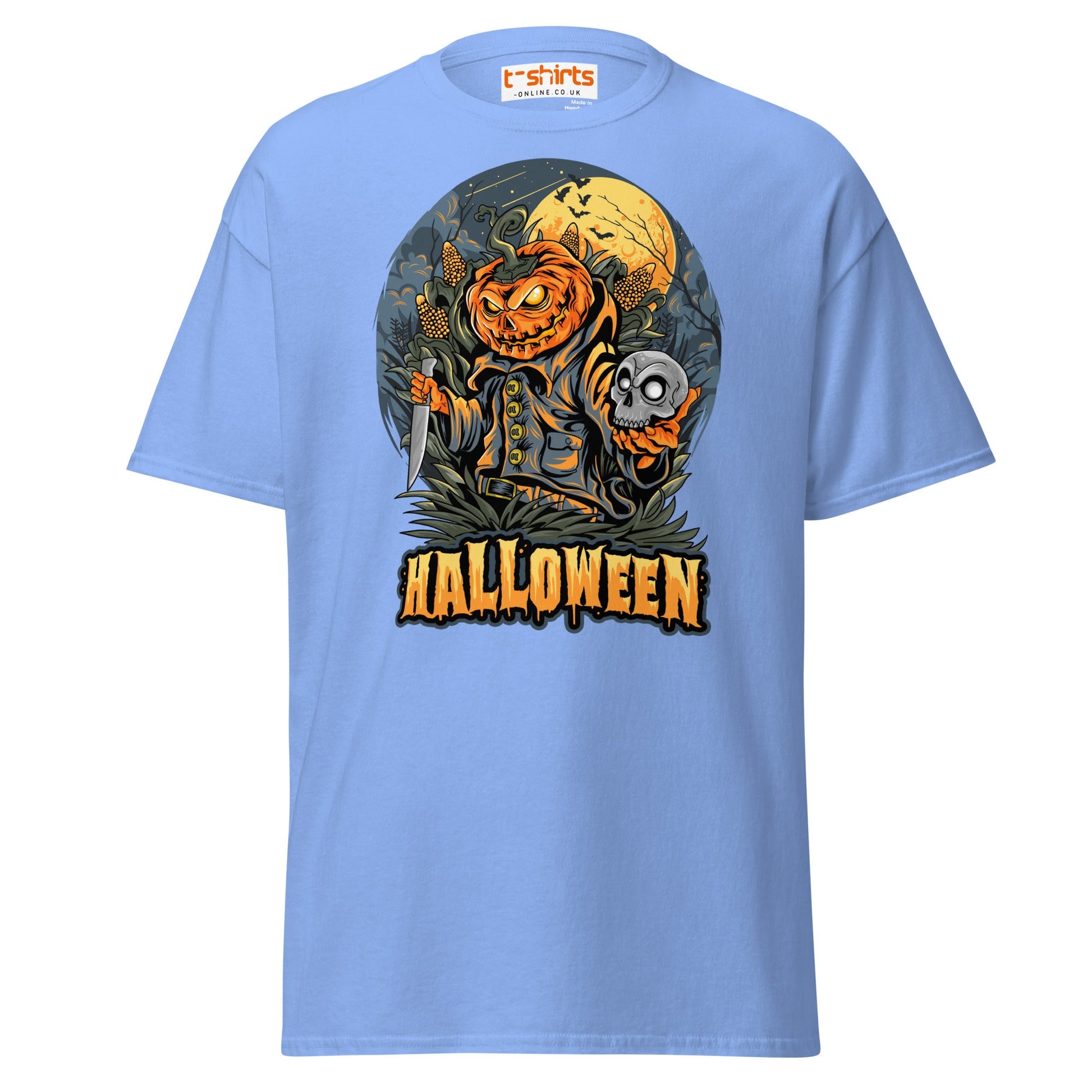Halloween Pumpkin Killer T-Shirt | Scary Horror Tee - Carolina Blue - T-Shirts Online