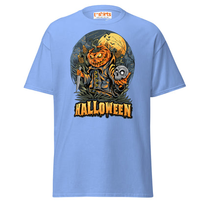 Halloween Pumpkin Killer T-Shirt | Scary Horror Tee - Carolina Blue - T-Shirts Online