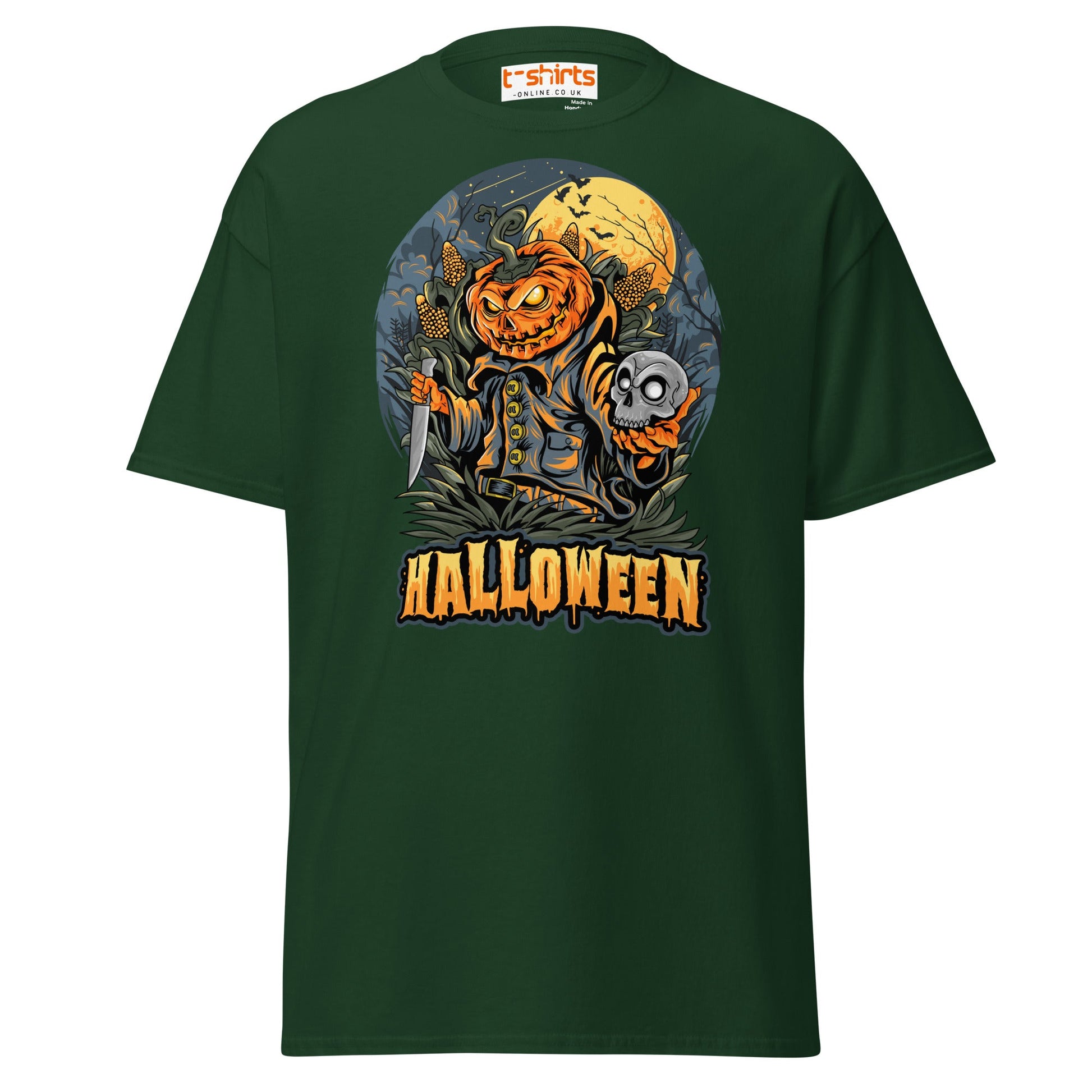 Halloween Pumpkin Killer T-Shirt | Scary Horror Tee - Forest Green - T-Shirts Online