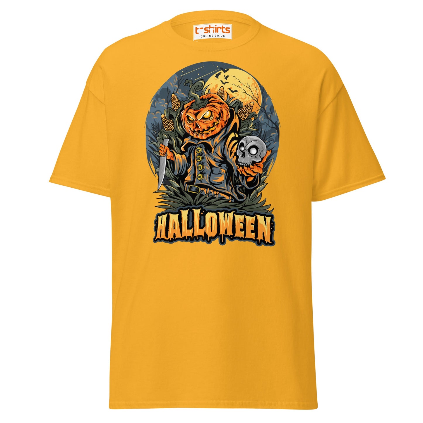 Halloween Pumpkin Killer T-Shirt | Scary Horror Tee - Gold - T-Shirts Online