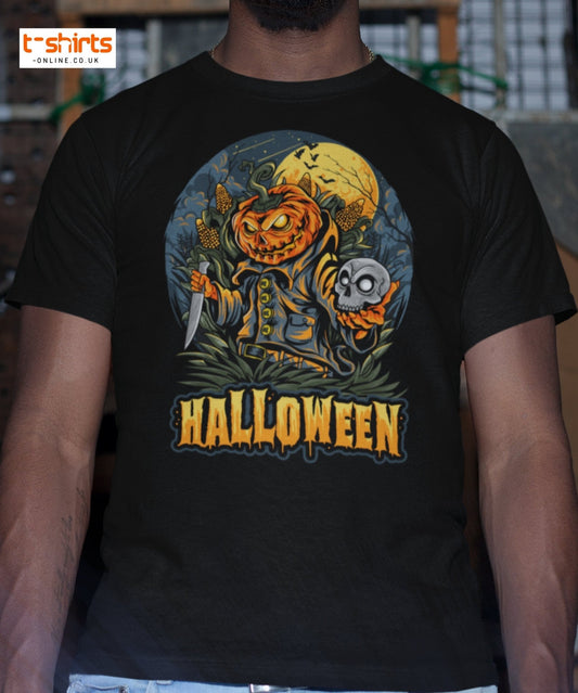Halloween Pumpkin Killer T-Shirt | Scary Horror Tee - Maroon - T-Shirts Online