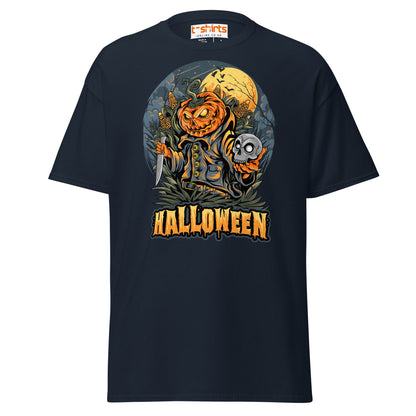 Halloween Pumpkin Killer T-Shirt | Scary Horror Tee - Navy - T-Shirts Online