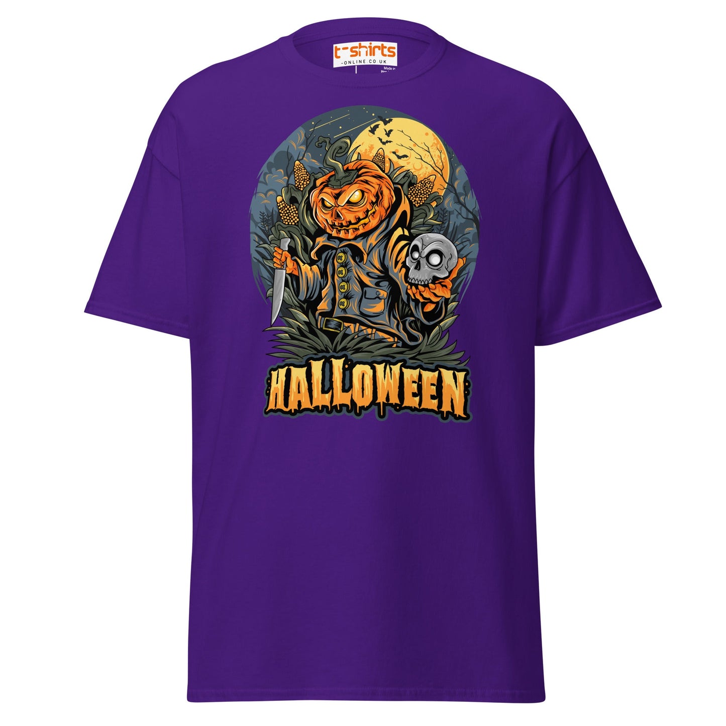 Halloween Pumpkin Killer T-Shirt | Scary Horror Tee - Purple - T-Shirts Online