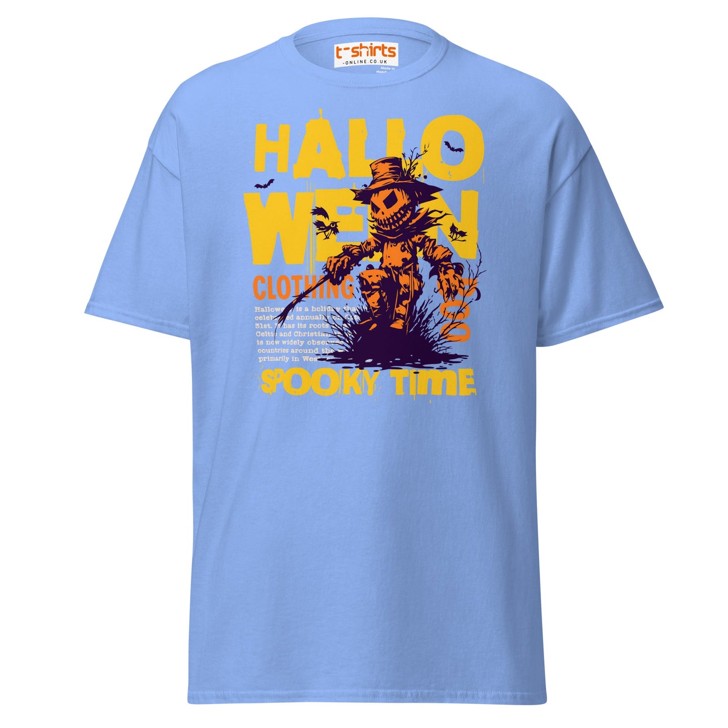 Halloween Scarecrow Spooky Time T-Shirt - Carolina Blue - T-Shirts Online