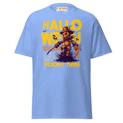Halloween Scarecrow Spooky Time T-Shirt - Carolina Blue - T-Shirts Online