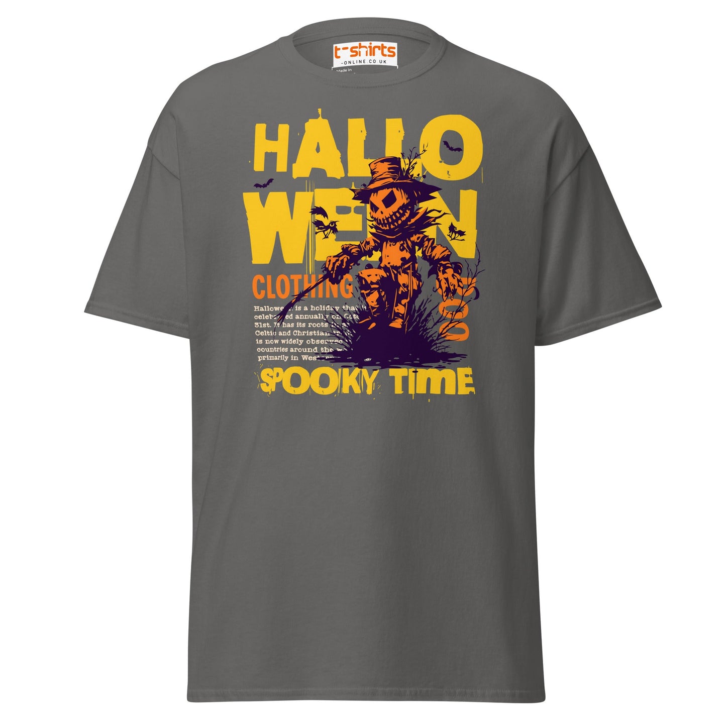 Halloween Scarecrow Spooky Time T-Shirt - Charcoal - T-Shirts Online