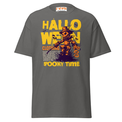 Halloween Scarecrow Spooky Time T-Shirt - Charcoal - T-Shirts Online