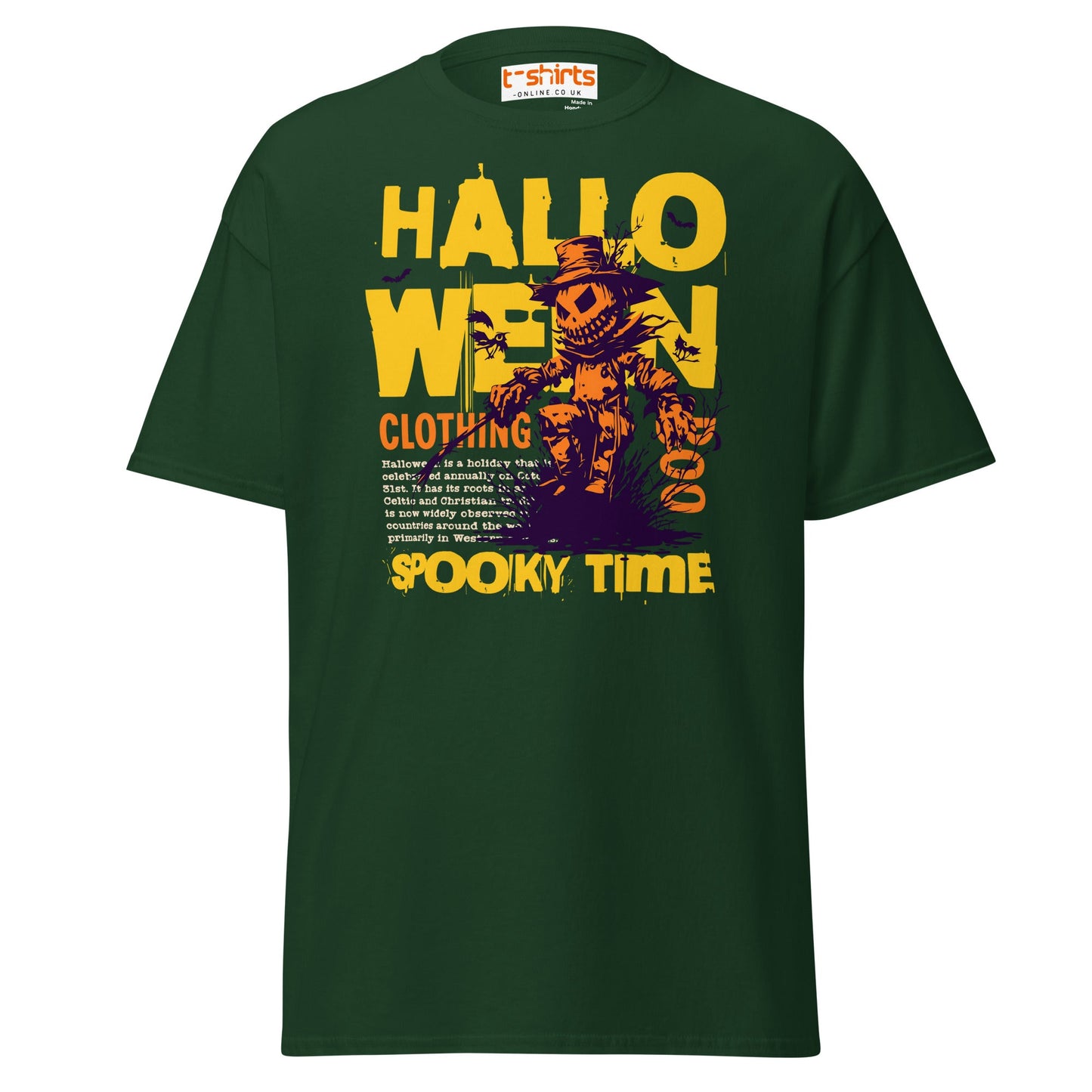 Halloween Scarecrow Spooky Time T-Shirt - Forest Green - T-Shirts Online