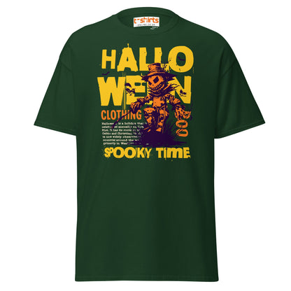 Halloween Scarecrow Spooky Time T-Shirt - Forest Green - T-Shirts Online
